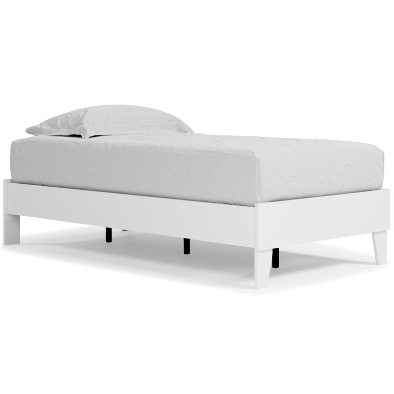 Bowery Hill Modern Engineered Wood Twin Platform Bed in White