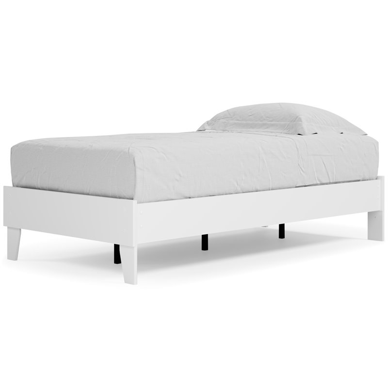 Bowery Hill Modern Engineered Wood Twin Platform Bed in White
