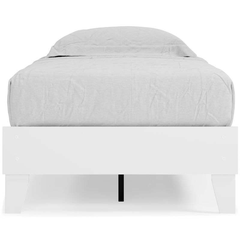 Bowery Hill Modern Engineered Wood Twin Platform Bed in White