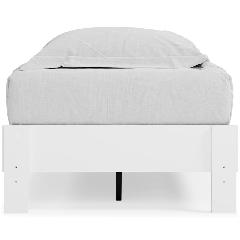 Bowery Hill Modern Engineered Wood Twin Platform Bed in White