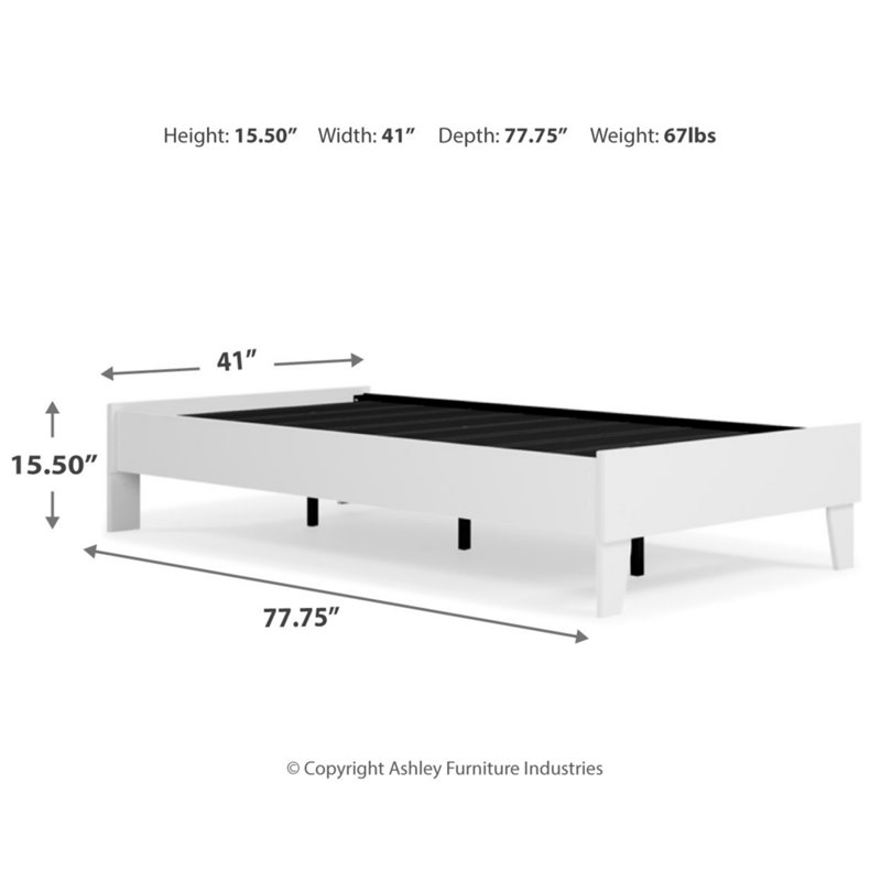 Bowery Hill Modern Engineered Wood Twin Platform Bed in White