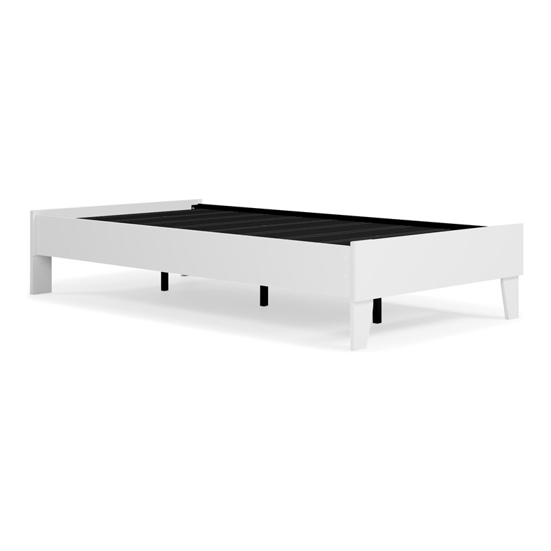 Bowery Hill Modern Engineered Wood Twin Platform Bed in White