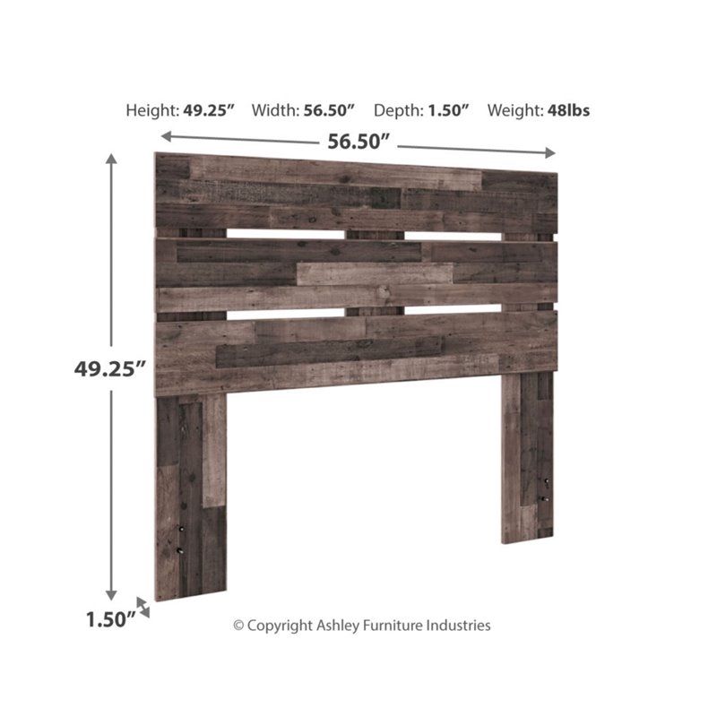 Bowery Hill Modern Engineered Wood Full Panel Headboard in Gray