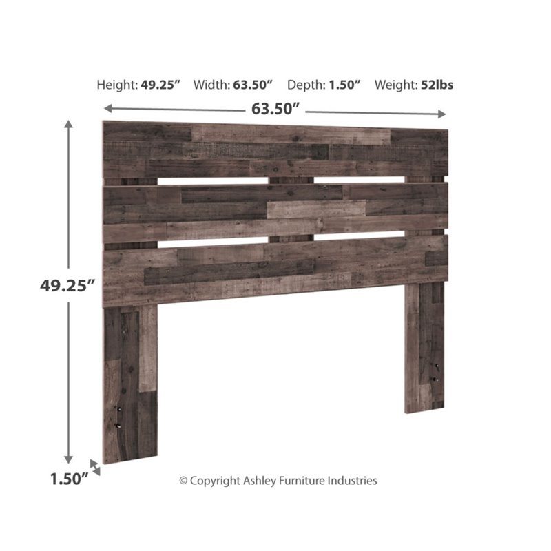 Bowery Hill Modern Engineered Wood Queen Panel Headboard in Gray