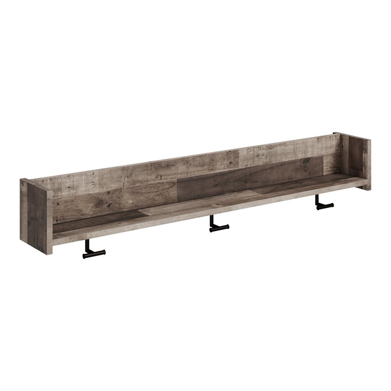 Bowery Hill Modern Engineered Wood Wall Mounted Coat Rack in Gray