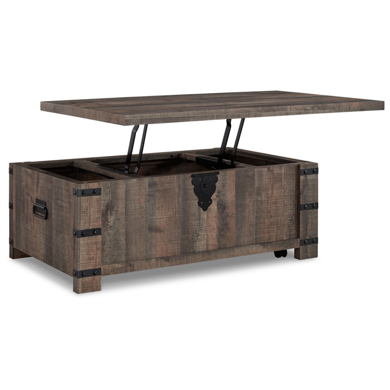 Bowery Hill Modern Wood Lift Top Cocktail Table in Brown & Black