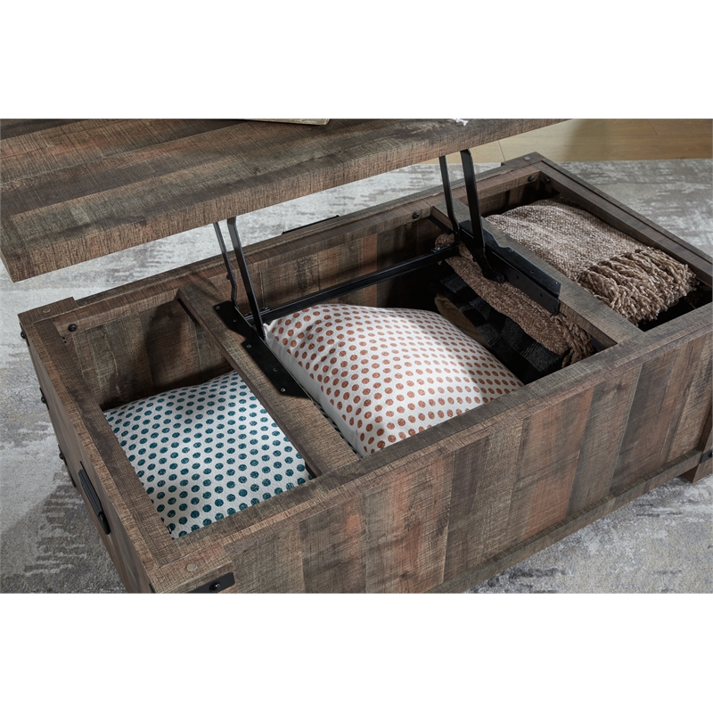 Bowery Hill Modern Wood Lift Top Cocktail Table in Brown & Black