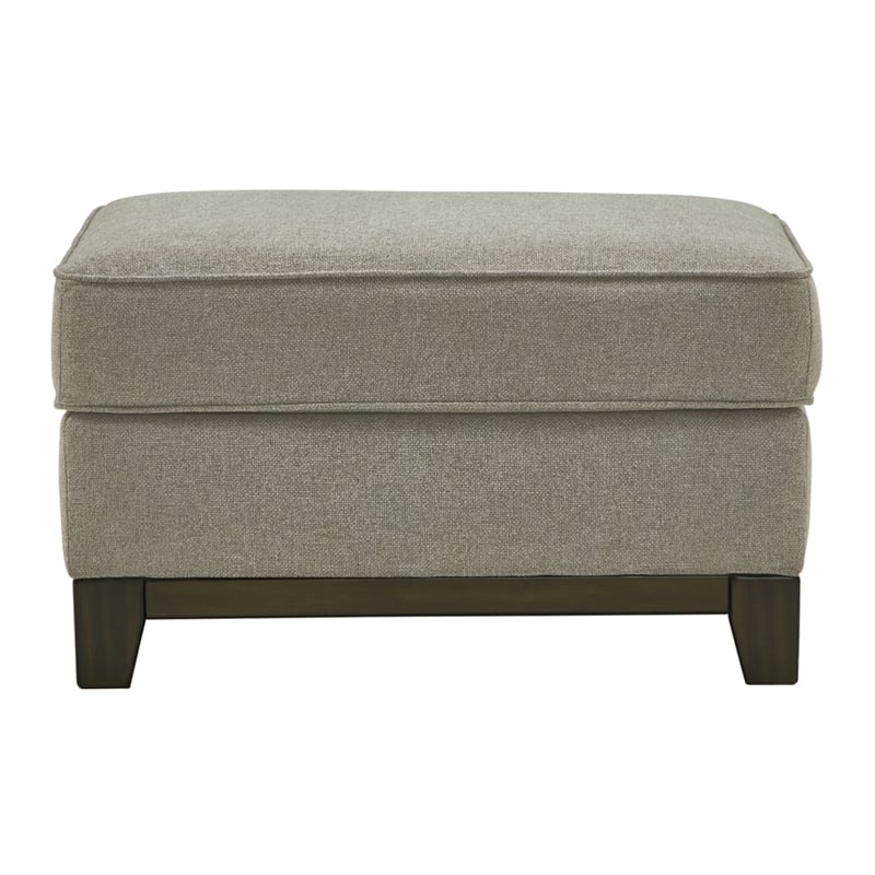 Bowery Hill Contemporary Fabric Ottoman in Gray & Brown Finish