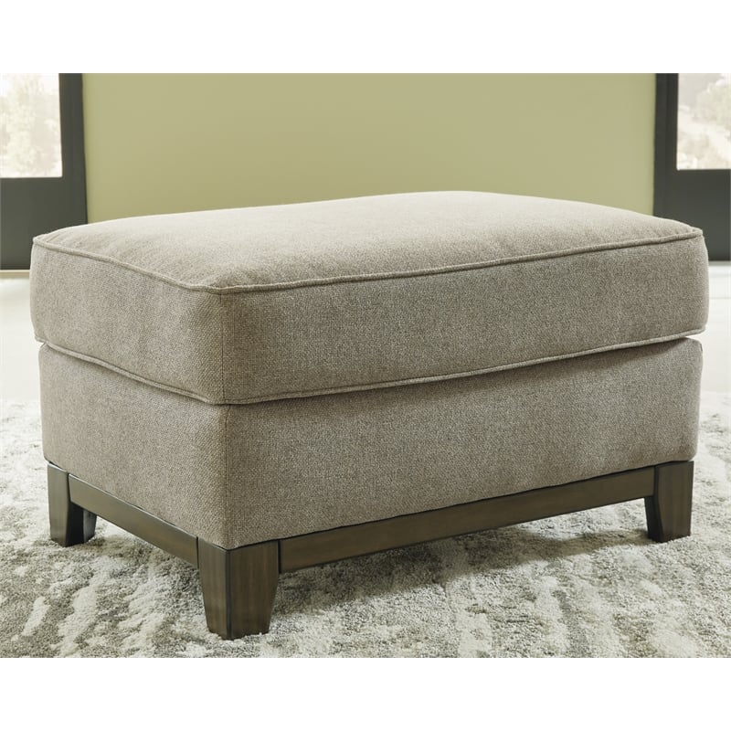Bowery Hill Contemporary Fabric Ottoman in Gray & Brown Finish