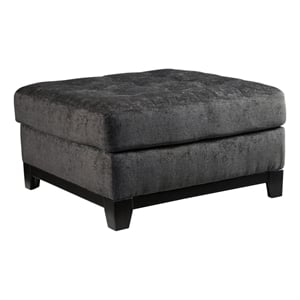Bowery Hill Fabric Oversized Accent Ottoman in Charcoal & Black