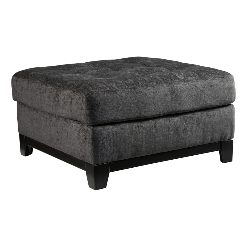 Bowery Hill Fabric Oversized Accent Ottoman in Charcoal & Black