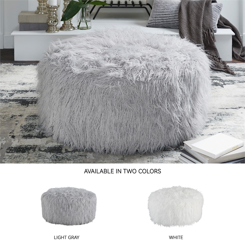 Bowery Hill Contemporary Fabric Oversized Accent Ottoman in Gray