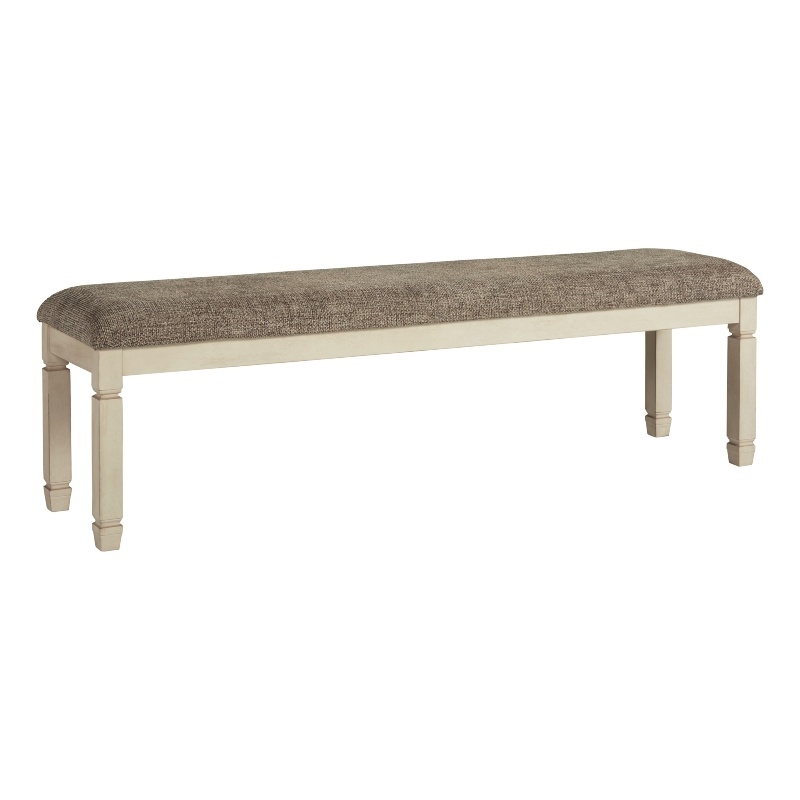 Bowery Hill Modern Wood Ding Room Bench in Antiqued White & Beige