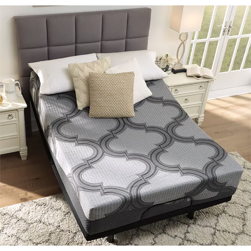 Bowery Hill Contemporary Fabric Twin Mattress in Gray Finish