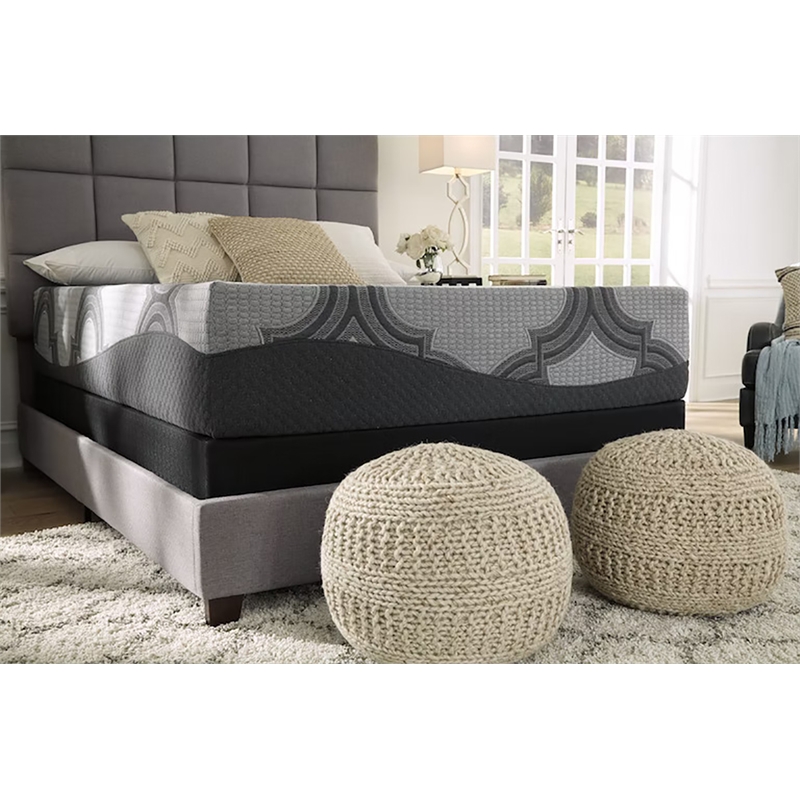 Bowery Hill Contemporary Fabric Twin Mattress in Gray Finish