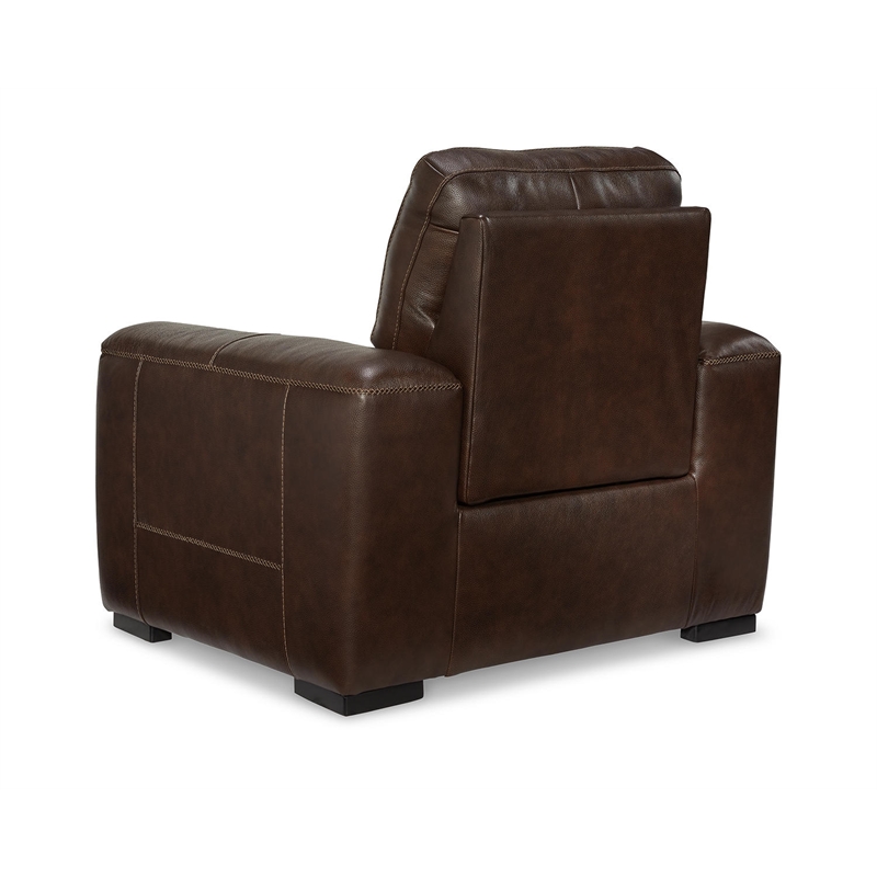 Bowery Hill Modern Leather Power Recliner with Headrest in Walnut