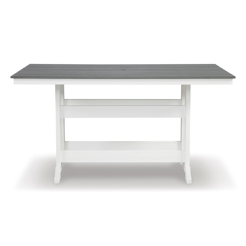 Bowery Hill Modern Outdoor Plastic Dining Table in Gray and White