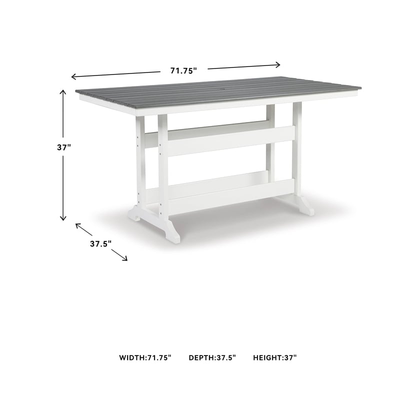 Bowery Hill Modern Outdoor Plastic Dining Table in Gray and White