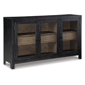 Bowery Hill Modern 3-Door Wood Accent Cabinet in Black/Warm Gray