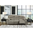 Bowery Hill Modern Faux Leather Power Reclining Sofa in Light Gray