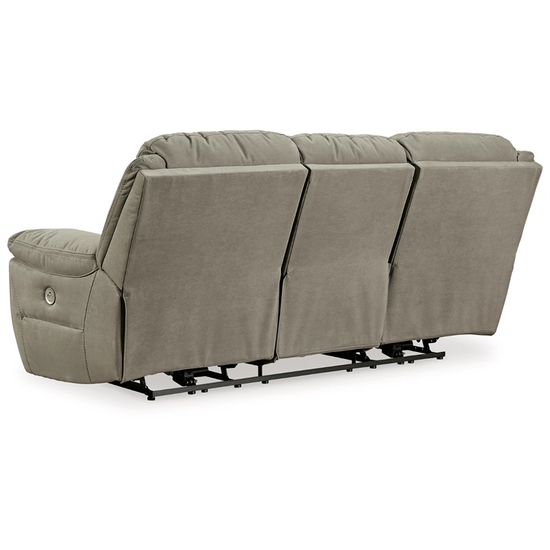 Bowery Hill Modern Faux Leather Power Reclining Sofa in Light Gray