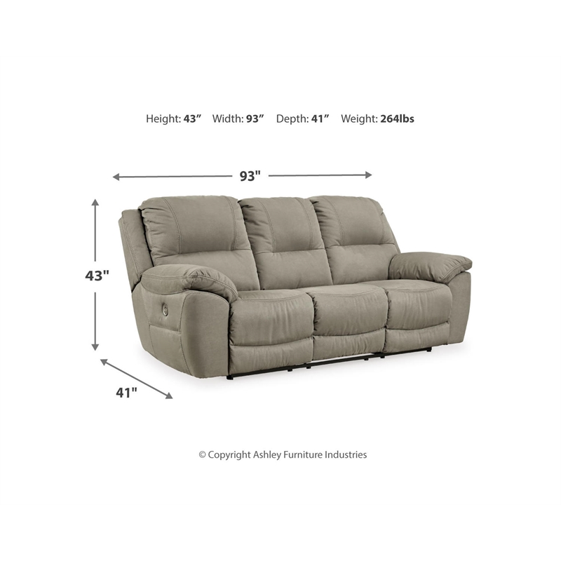 Bowery Hill Modern Faux Leather Power Reclining Sofa in Light Gray