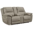 Bowery Hill Modern Faux Leather Power Reclining Loveseat in Gray