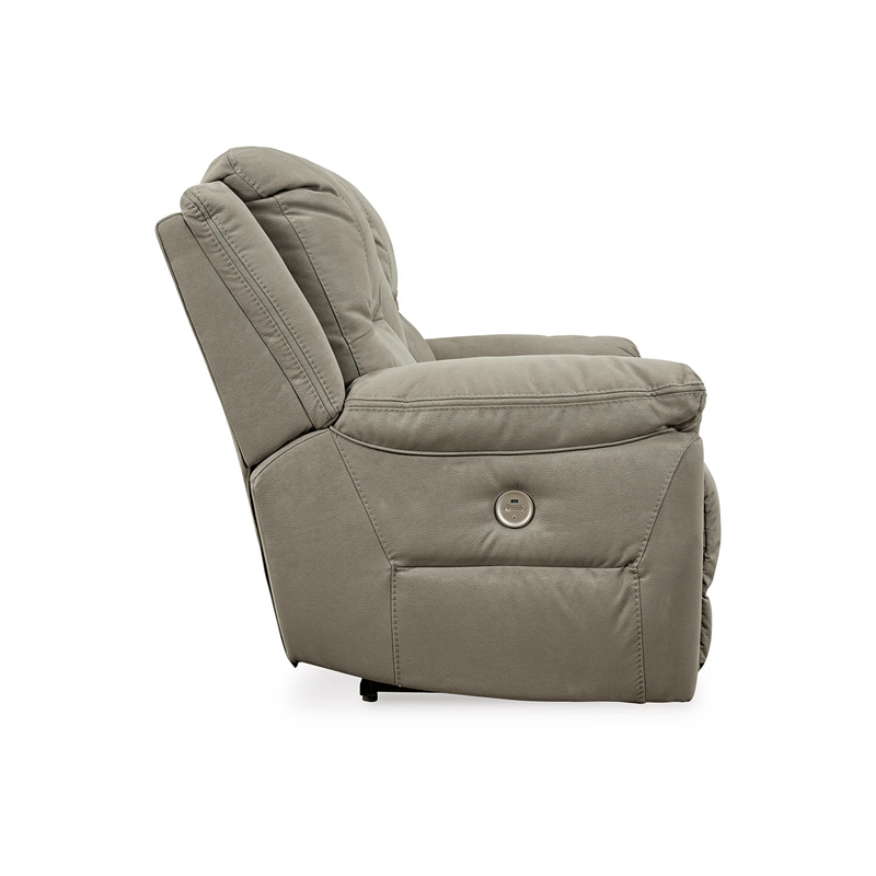 Bowery Hill Modern Faux Leather Power Reclining Loveseat in Gray