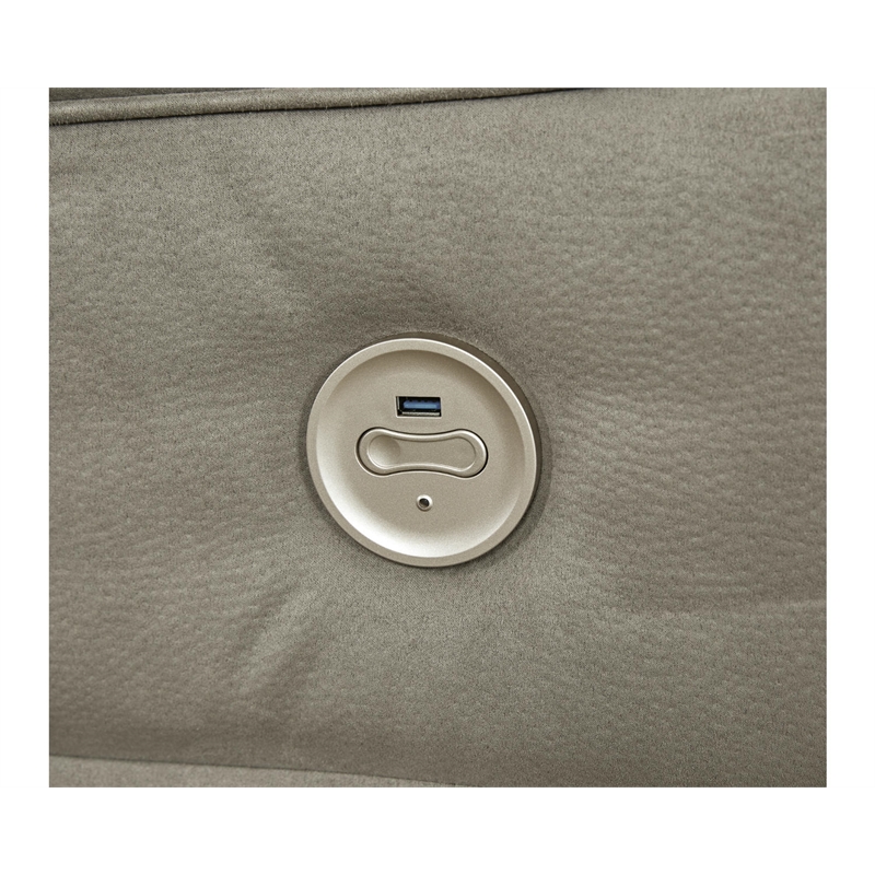 Bowery Hill Modern Faux Leather Power Reclining Loveseat in Gray