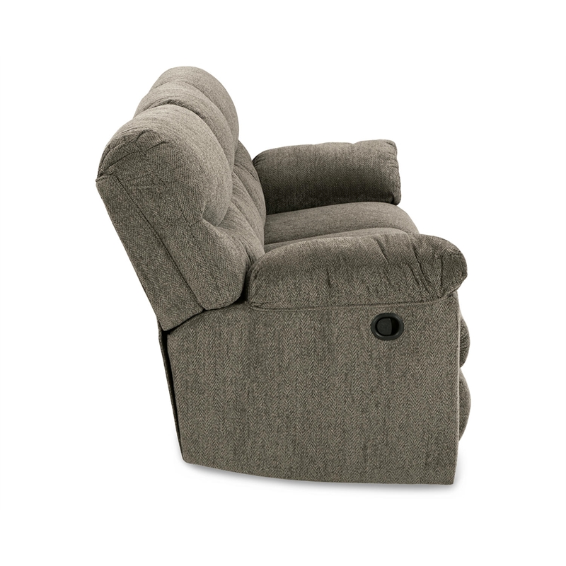 Bowery Hill Contemporary Fabric & Wood Reclining Sofa in Gray