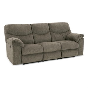 Bowery Hill Contemporary Fabric & Wood Reclining Sofa in Gray