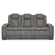 Bowery Hill Modern Faux Leather Power Reclining Sofa in Gray