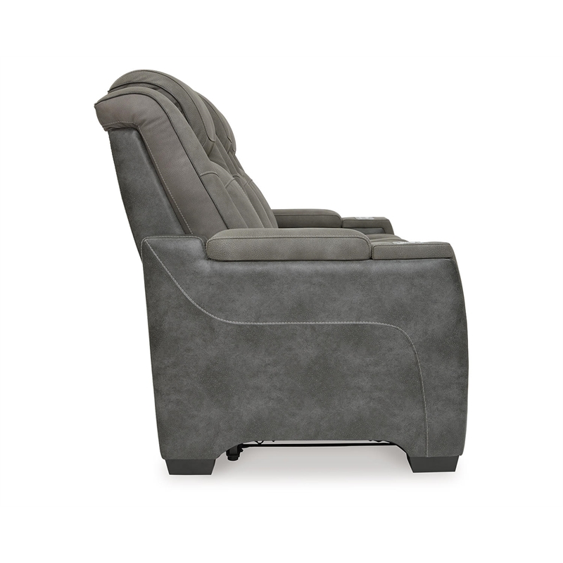 Bowery Hill Modern Faux Leather Power Reclining Sofa in Gray