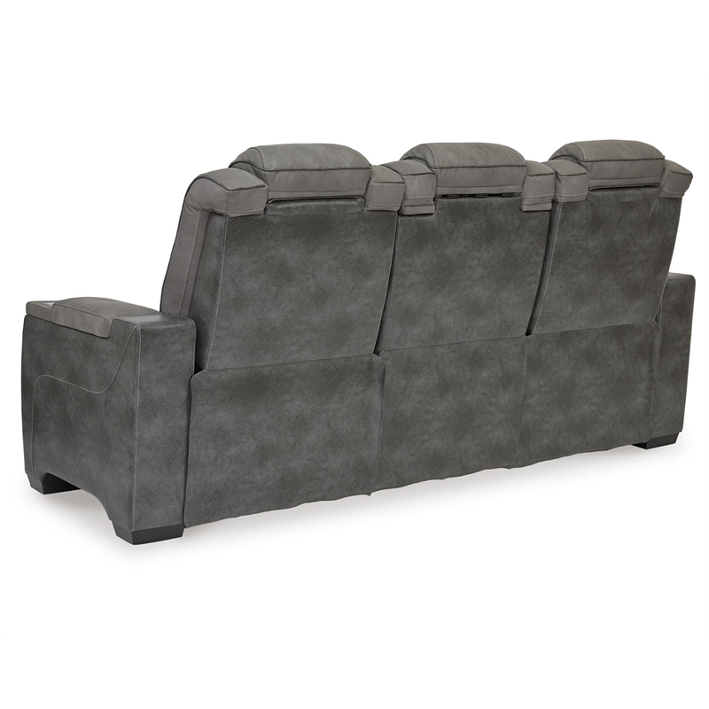 Bowery Hill Modern Faux Leather Power Reclining Sofa in Gray
