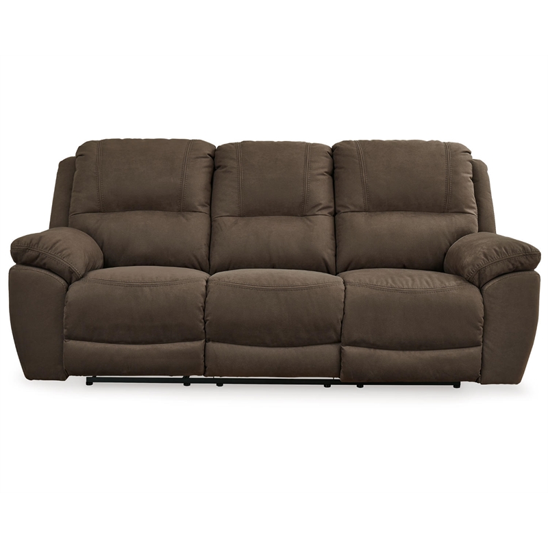 Bowery Hill Contemporary Faux Leather Reclining Sofa in Brown