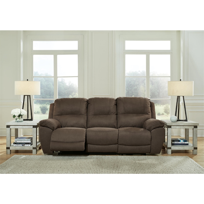 Bowery Hill Contemporary Faux Leather Reclining Sofa in Brown