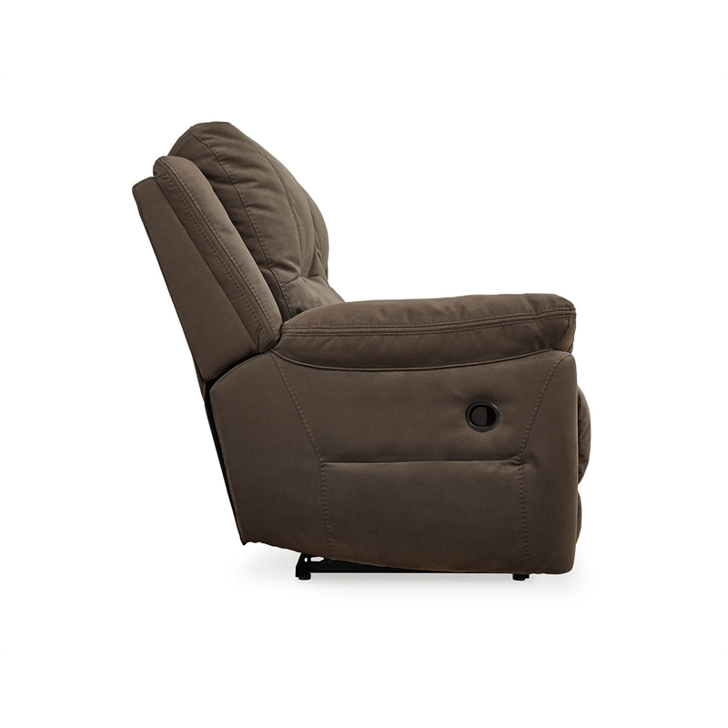 Bowery Hill Contemporary Faux Leather Reclining Loveseat in Brown