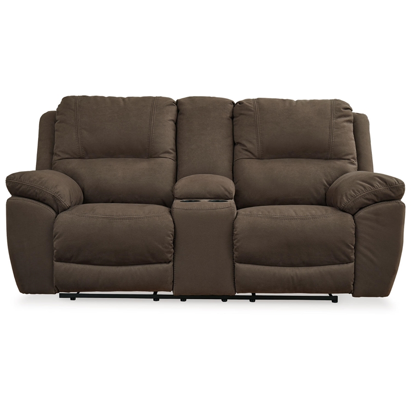 Bowery Hill Contemporary Faux Leather Reclining Loveseat in Brown
