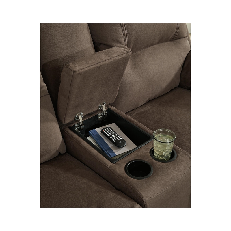 Bowery Hill Contemporary Faux Leather Reclining Loveseat in Brown