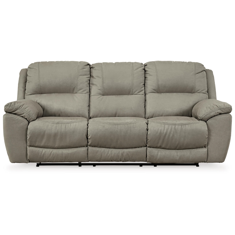 Bowery Hill Modern Faux Leather Reclining Sofa in Light Gray