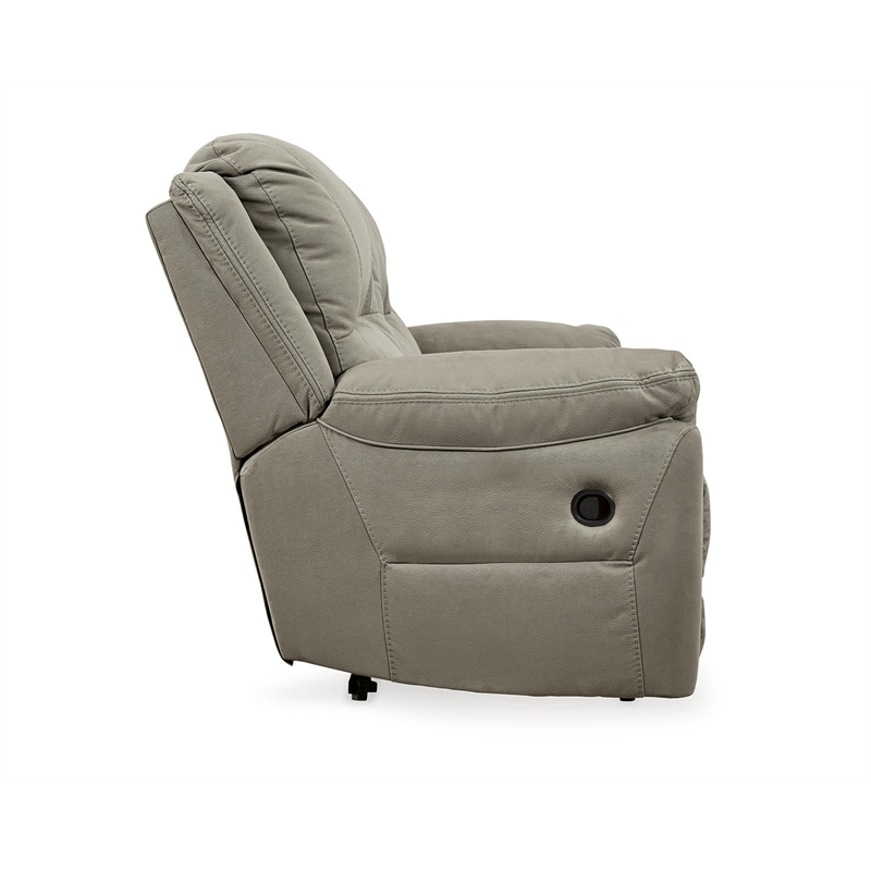 Bowery Hill Modern Faux Leather Reclining Sofa in Light Gray