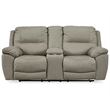 Bowery Hill Modern Faux Leather Double Reclining Loveseat in Gray