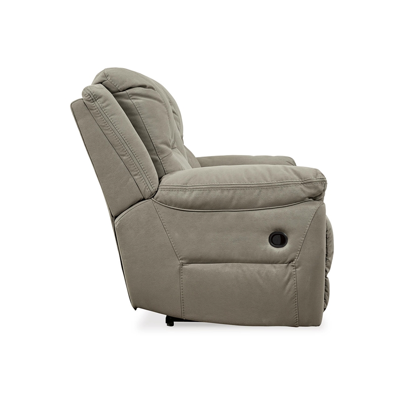 Bowery Hill Modern Faux Leather Double Reclining Loveseat in Gray