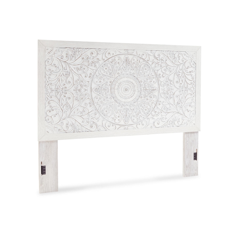 Bowery Hill Contemporary Engineered Wood King Panel Headboard in White