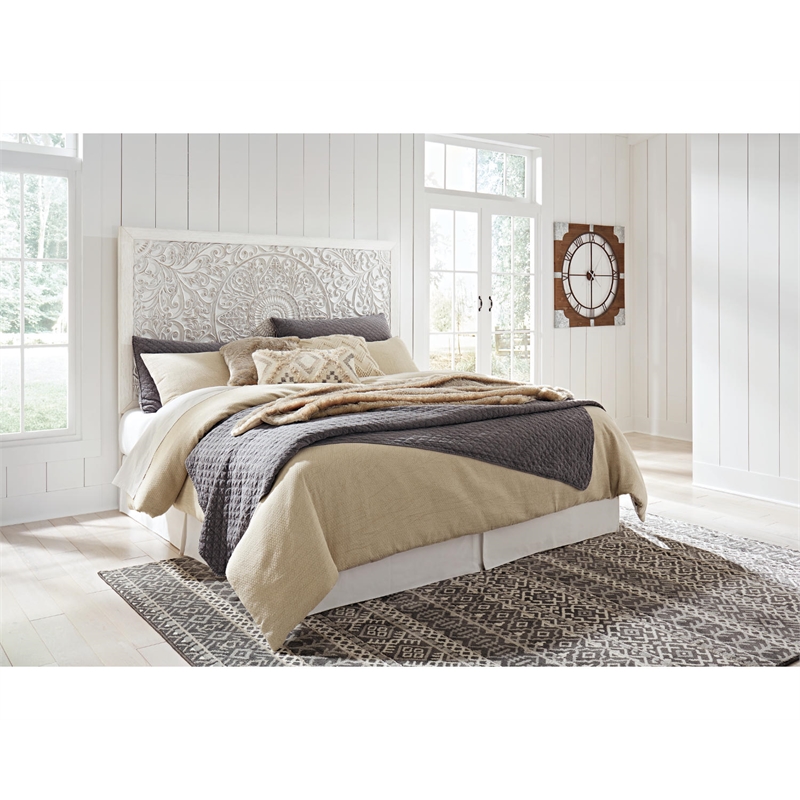 Bowery Hill Contemporary Engineered Wood King Panel Headboard in White