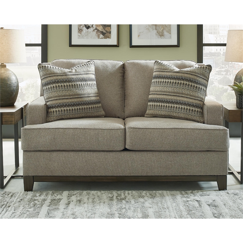 Bowery Hill Modern / Contemporary Fabric & Wood Loveseat in Gray