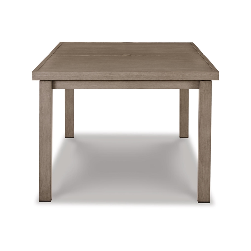 Bowery Hill Outdoor Rectangular Aluminum Dining Table in Brown