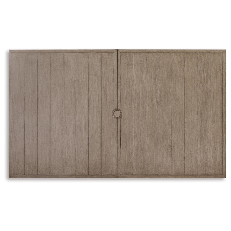 Bowery Hill Outdoor Rectangular Aluminum Dining Table in Brown