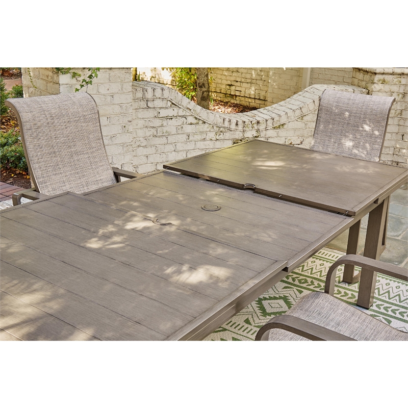 Bowery Hill Outdoor Rectangular Aluminum Dining Table in Brown