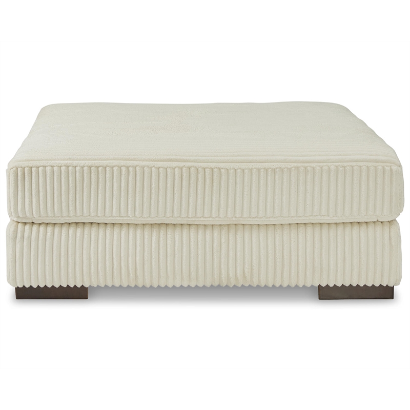 Bowery Hill Contemporary Oversized Fabric Accent Ottoman in Ivory